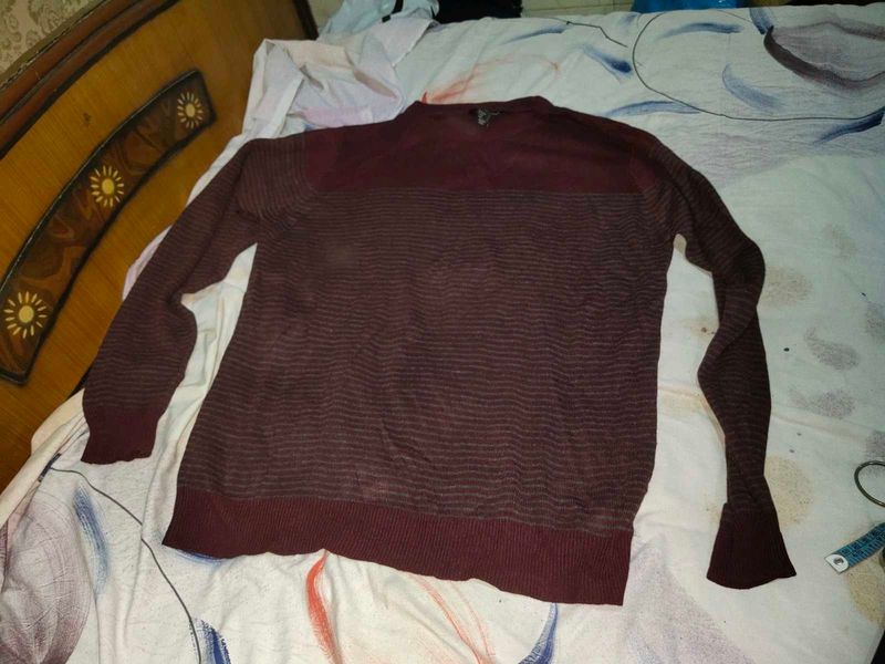 Striped Maroon Sweater Light Winter