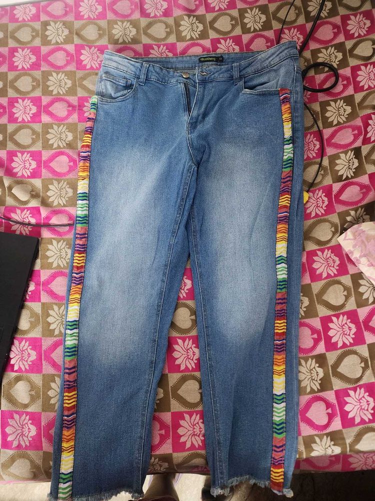 Stylish Embroidered Denim Jeans