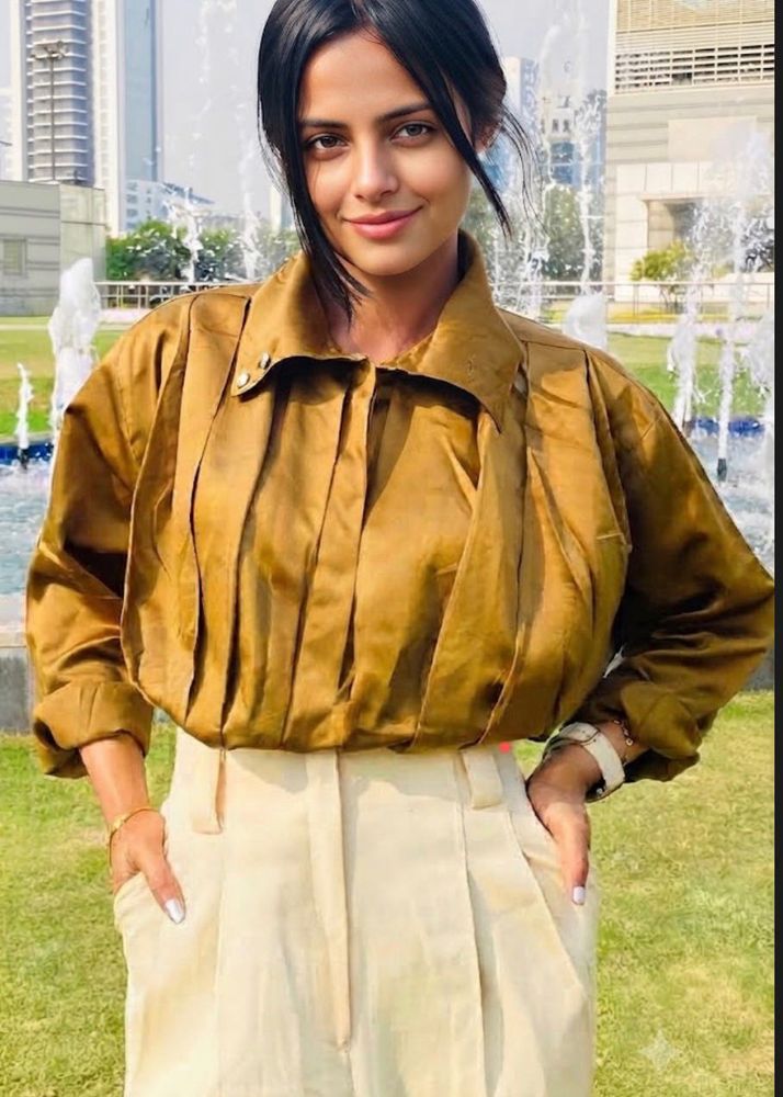 Elegant Satin Collared Blouse