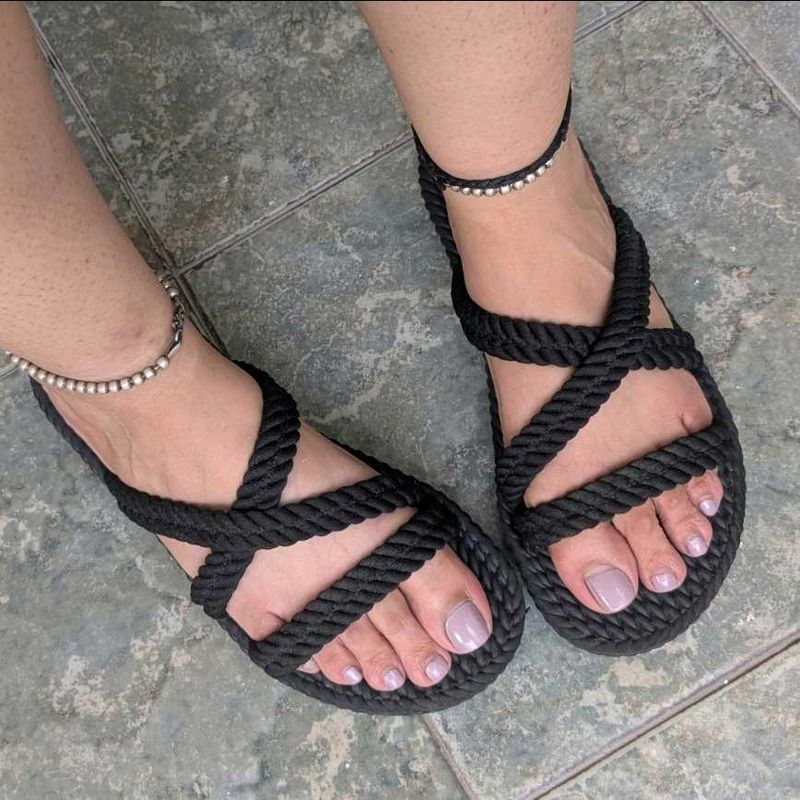 Black Rope Sandals by Max UK 6.5 | Eur 40