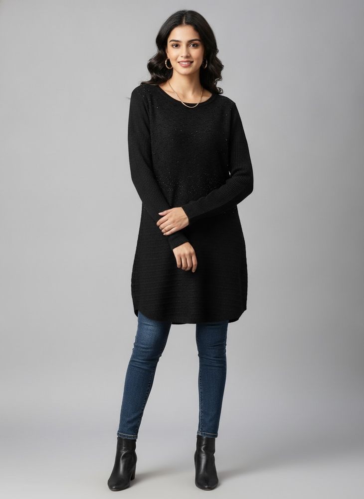 Sparkly Black Tunic Top