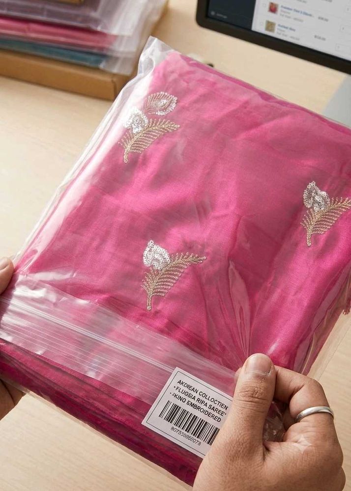 Pink Embroidered Saree
