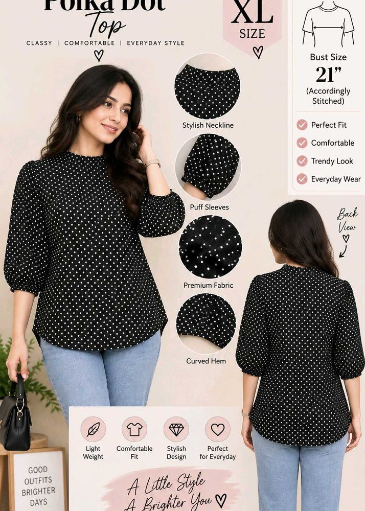 Chic Polka Dot Puff Sleeve Top