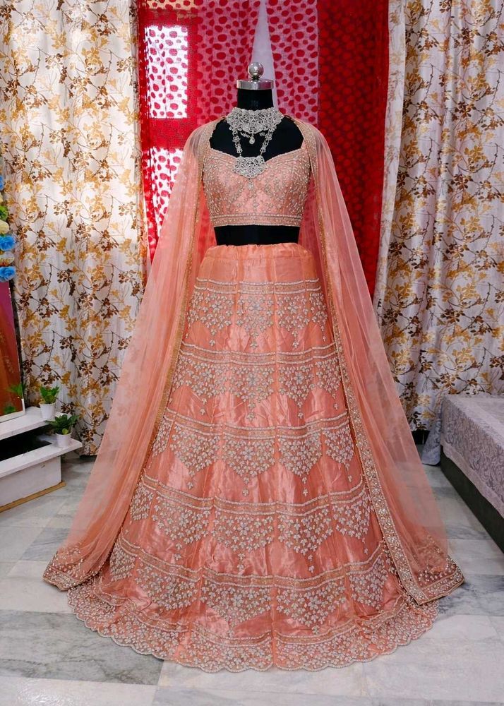 Stunning Peach Embroidered Lehenga Choli