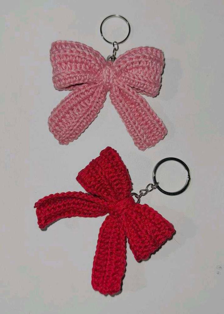 Crocheted Bow Keychain