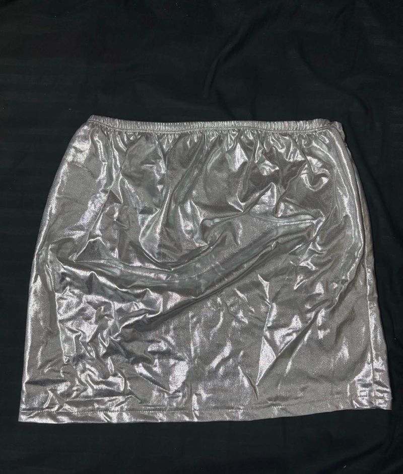 Shiny Silver Mini Skirt