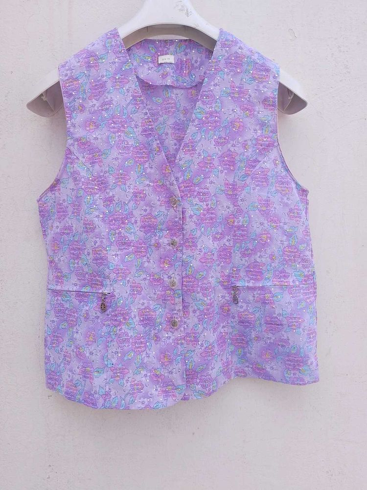 Floral Print Sleeveless Vest