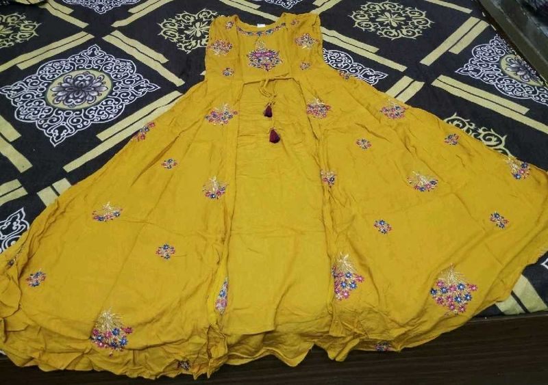 Yellow Embroidered anarkali
