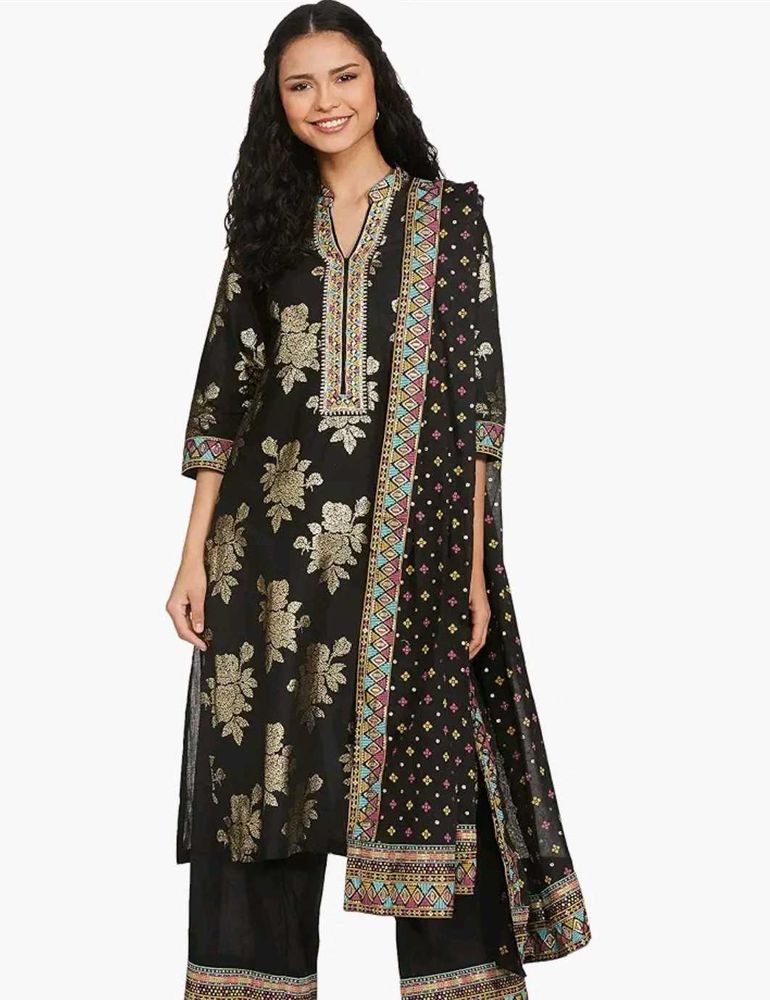 BIBA Women Cotton Straight Printed Suit Set