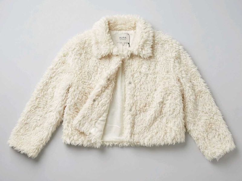 Cream Fuzzy Cropped Jacket