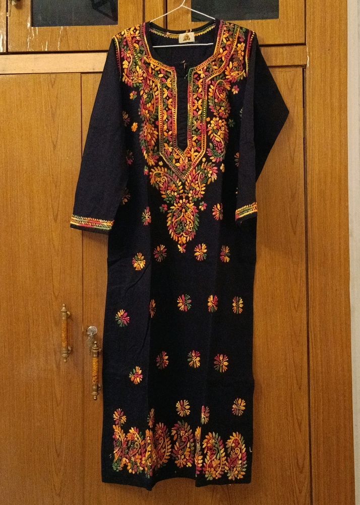 ADA Chicken Embroidered S Sized Black Kurti For Women