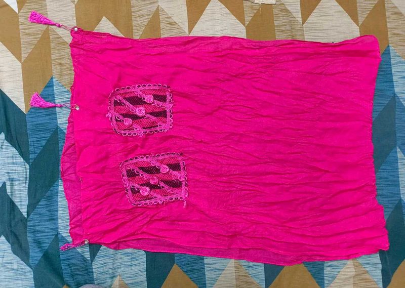 Vibrant Fuchsia Scarf with Tassels