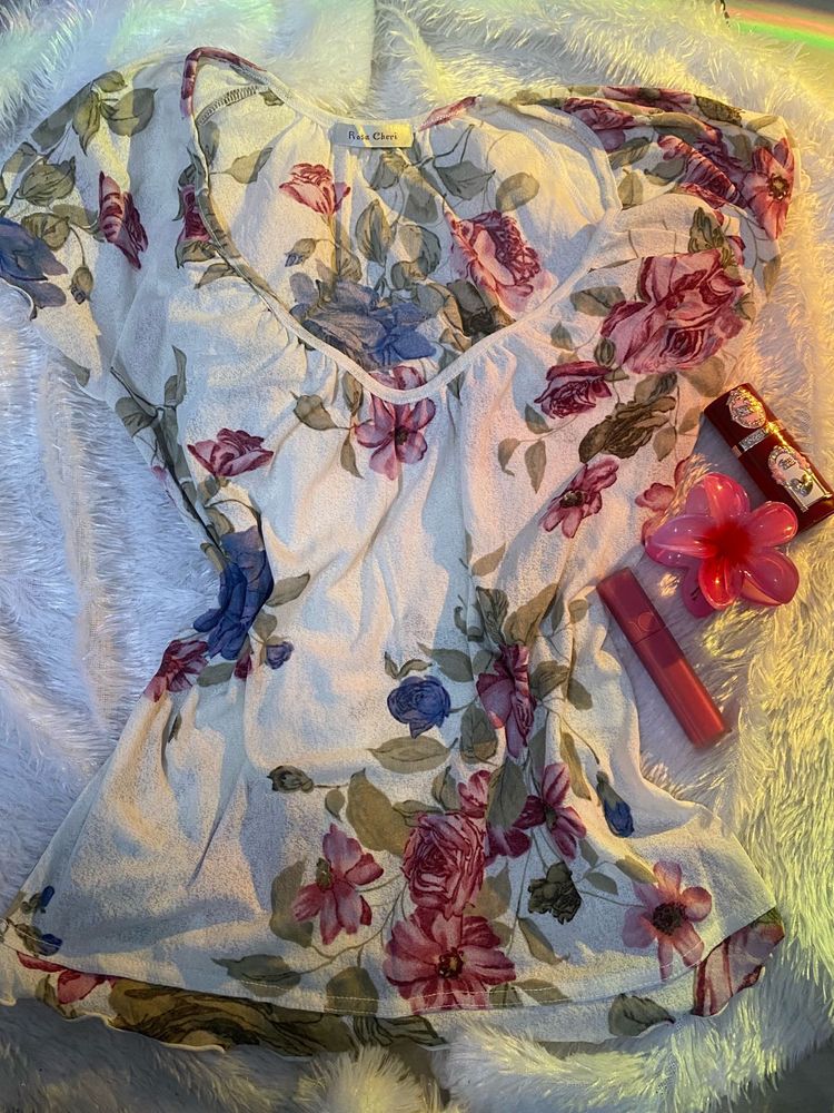 A White Floral Top