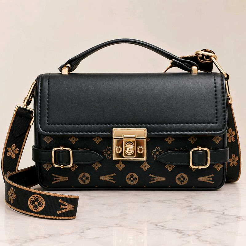 Stylish Satchel Bag with Monogram Strap