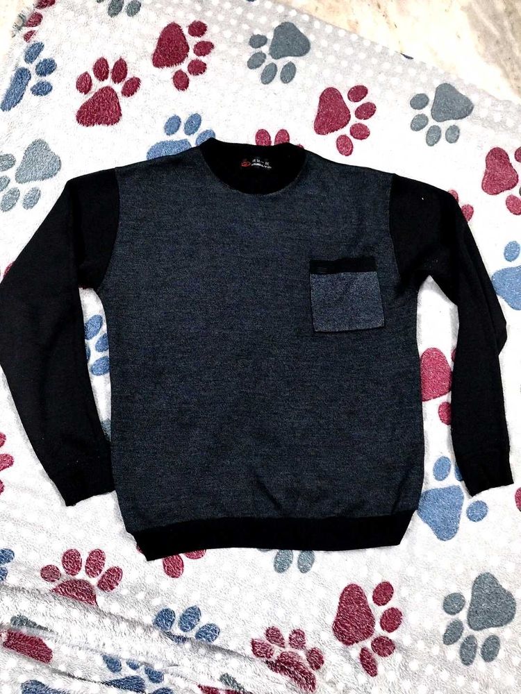 Men's Gray &amp; Black Long Sleeve Sweater