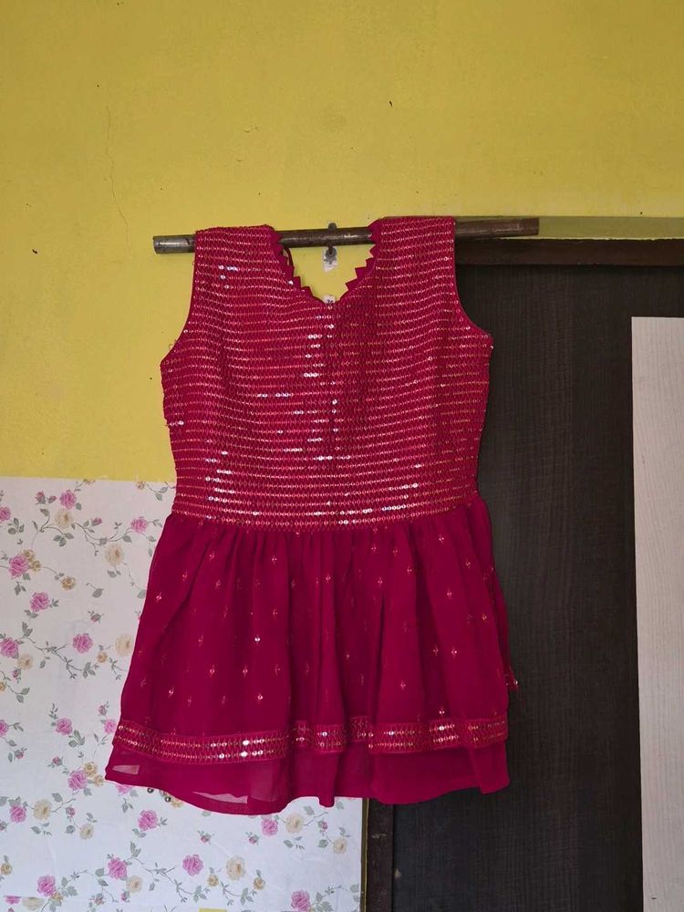 Beautiful Sequined Pink Peplum Blouse
