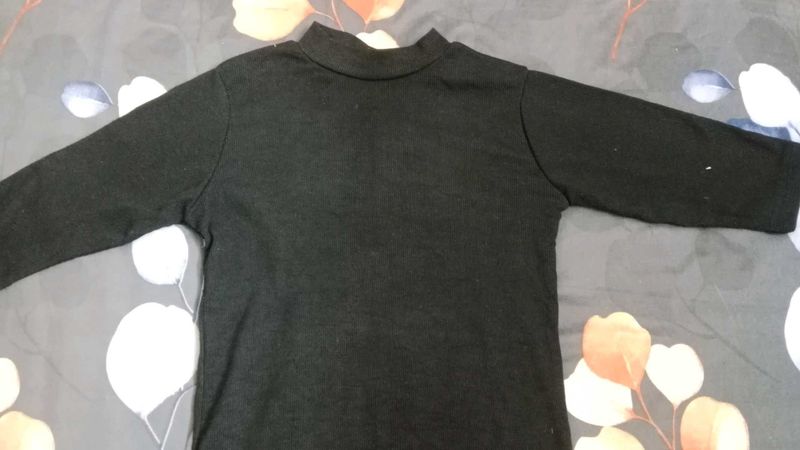 Black Mock Neck Long Sleeve Top