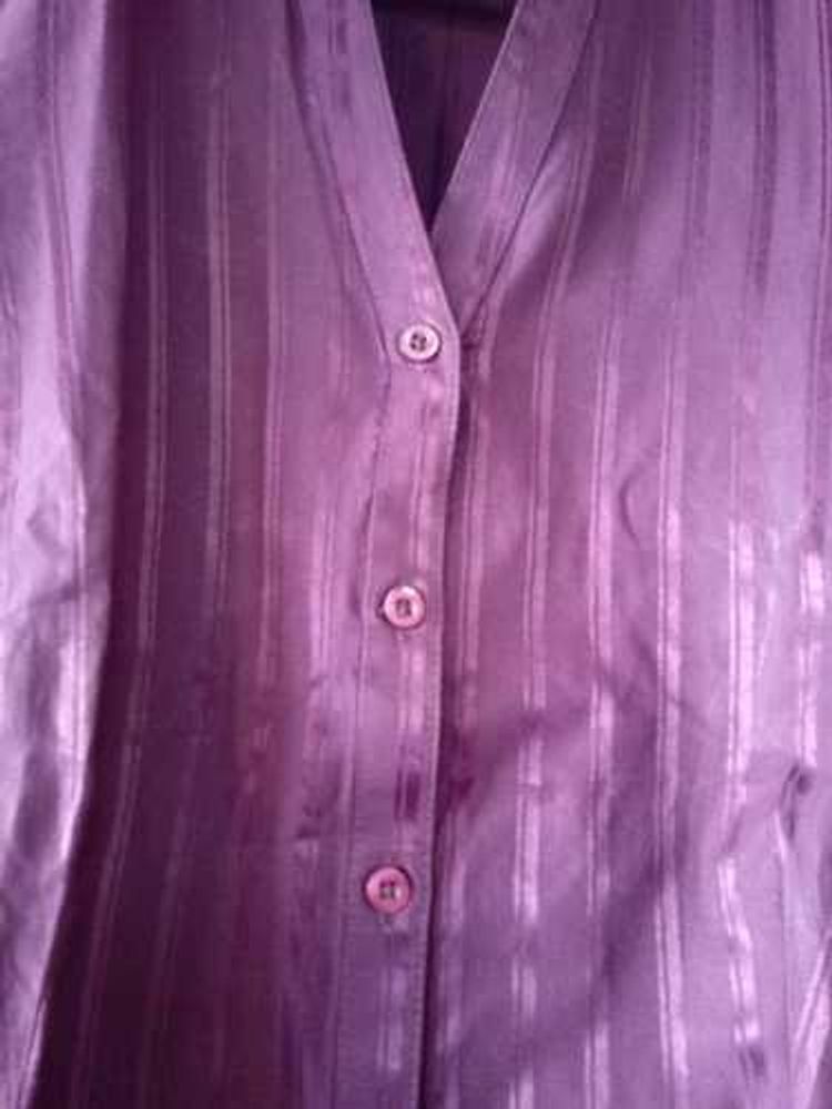 Purple Striped Button-Up Blouse