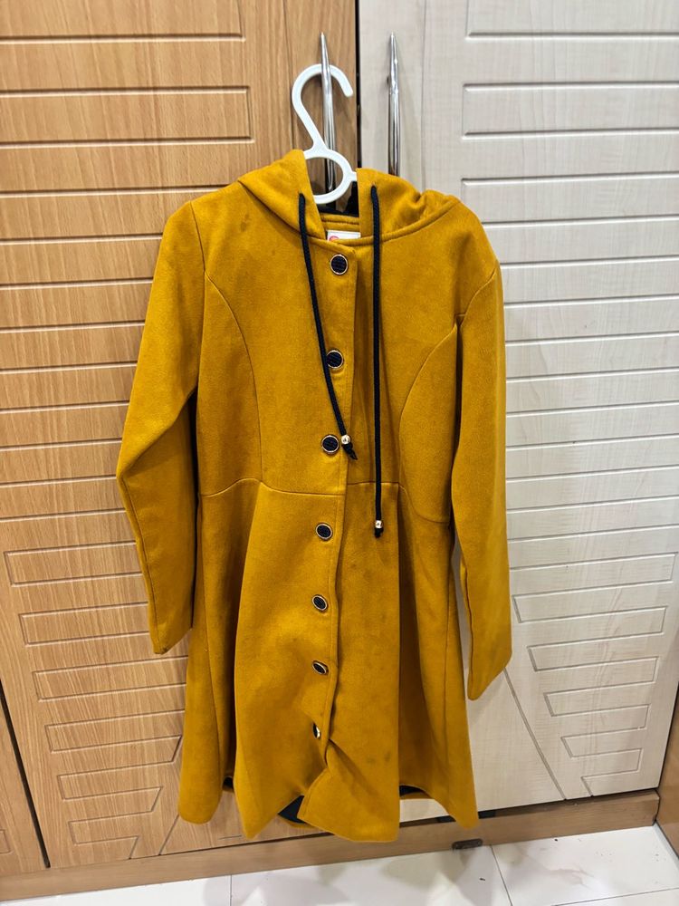 Mustard Yellow Hooded Coat