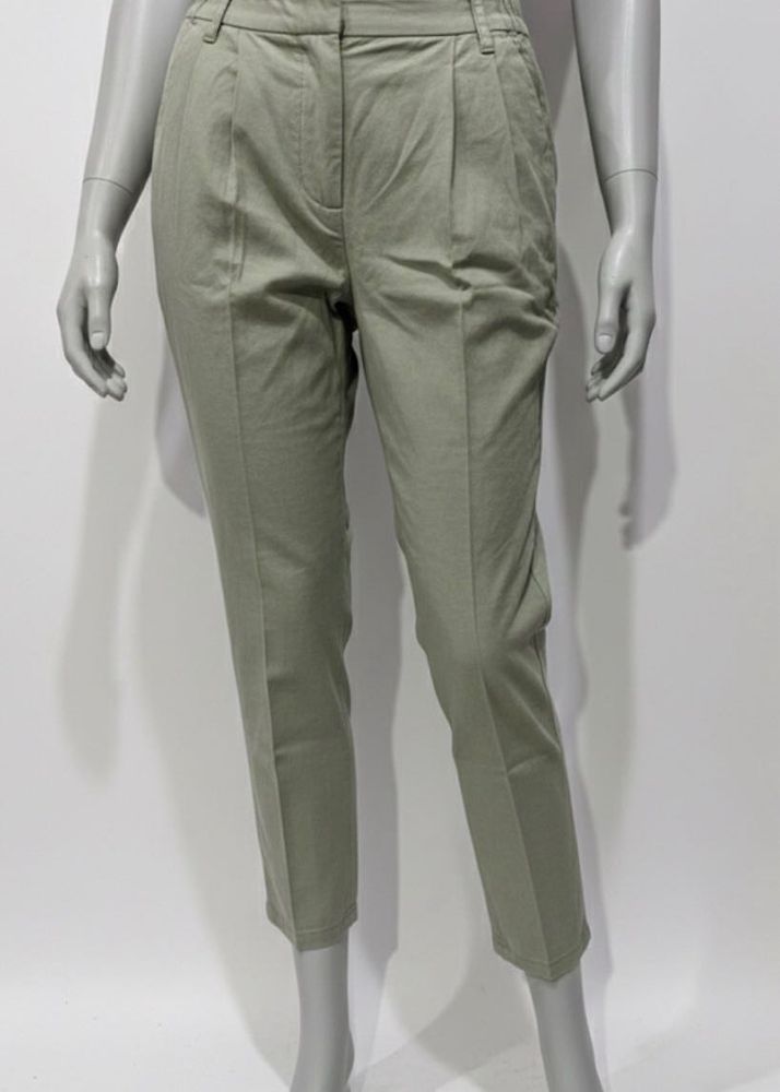 Olive Green Cropped Trousers