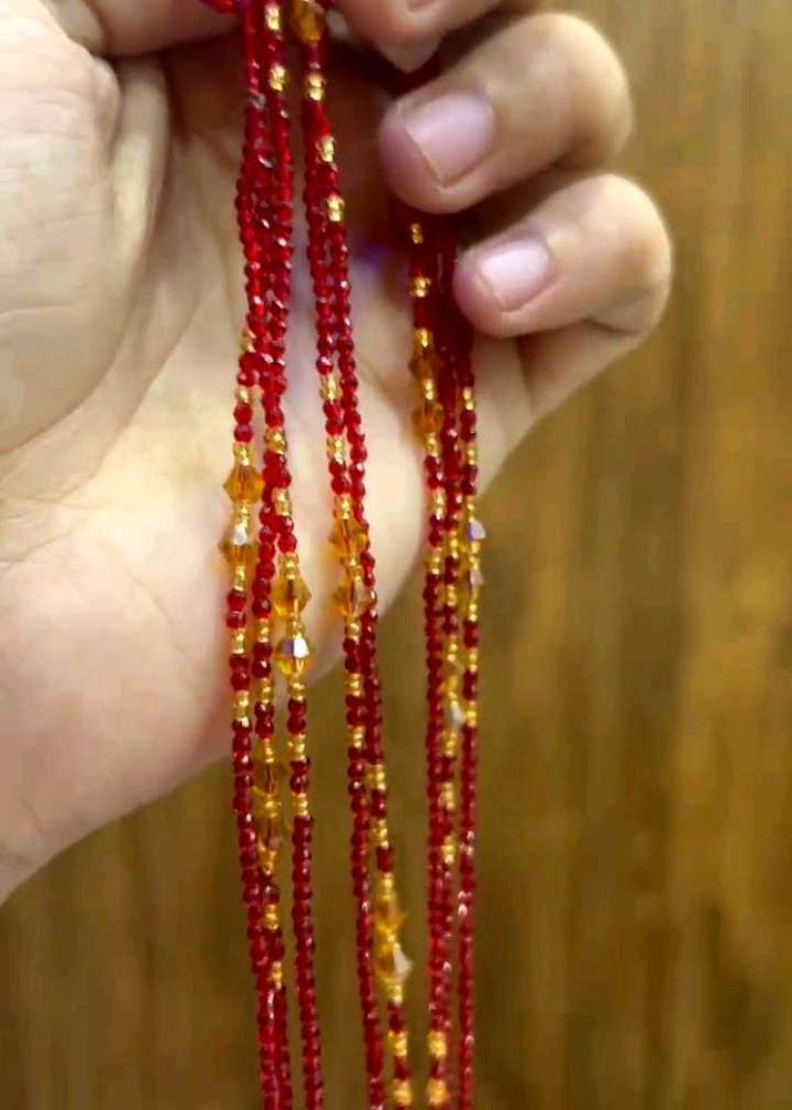 Elegant Red &amp; Gold Beaded gorkha pote