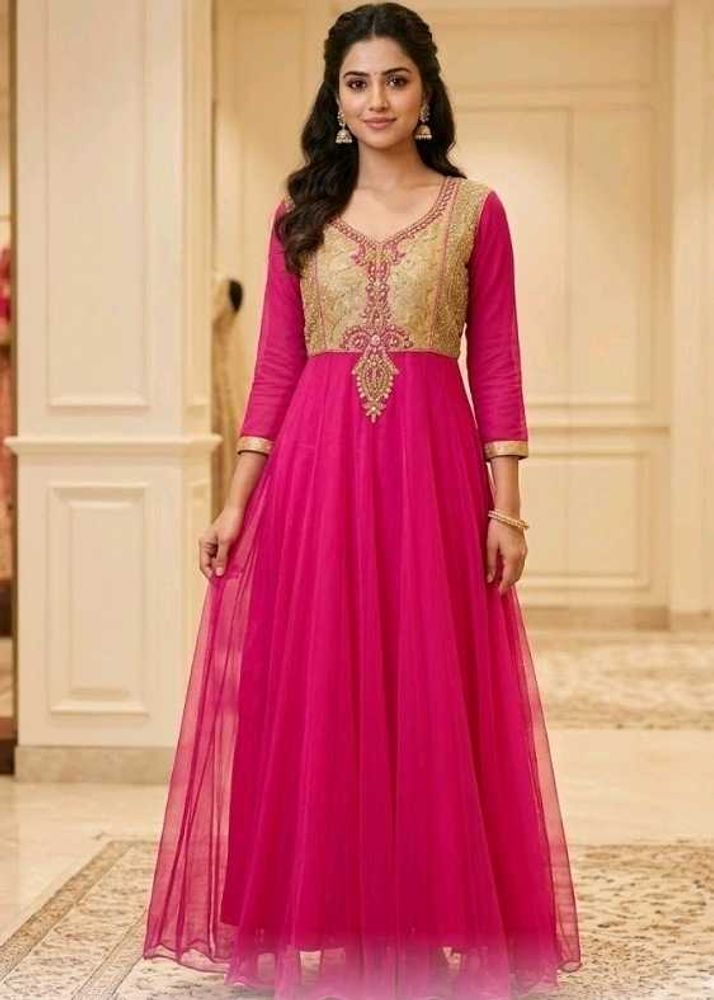 Stunning Pink Embroidered Ethnic Gown