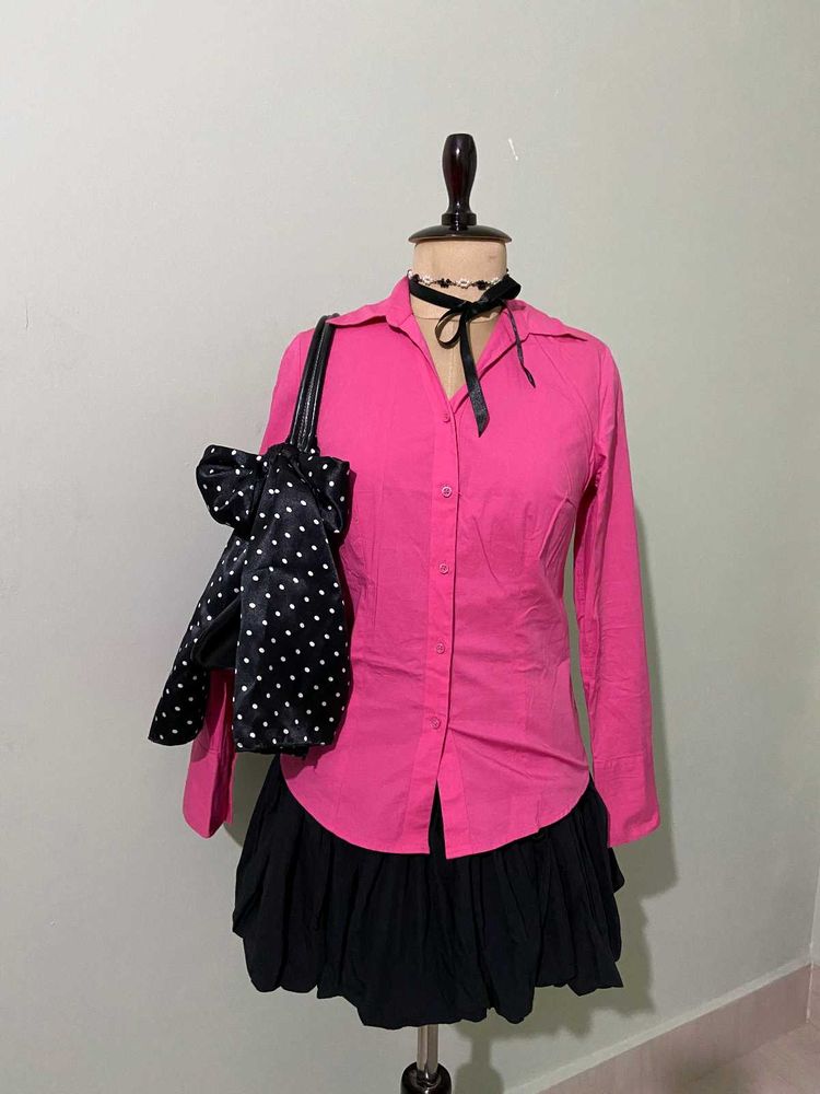 Vibrant Pink Button-Up Shirt