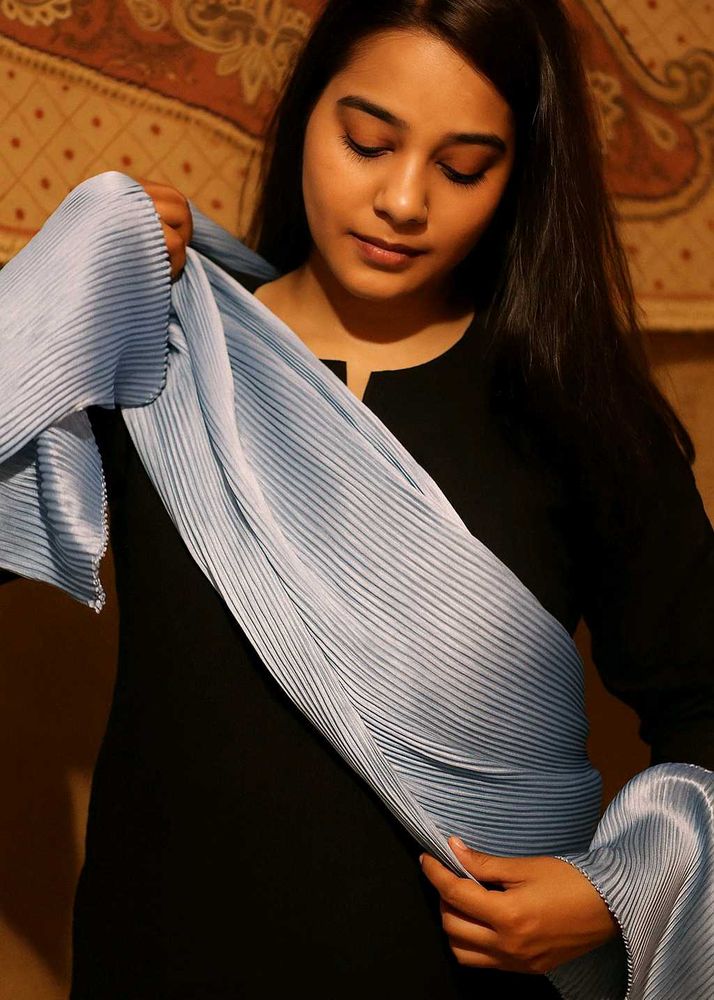 💥🆕️ Pleated Powder Blue Dupatta