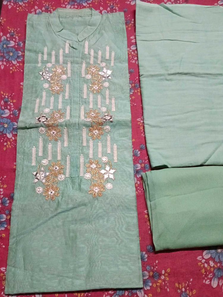 Elegant Embroidered Kurta Set meterial