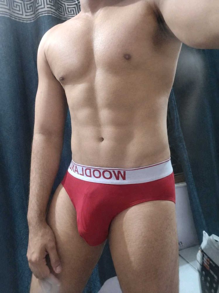 Men's Red Briefs with White Waistband