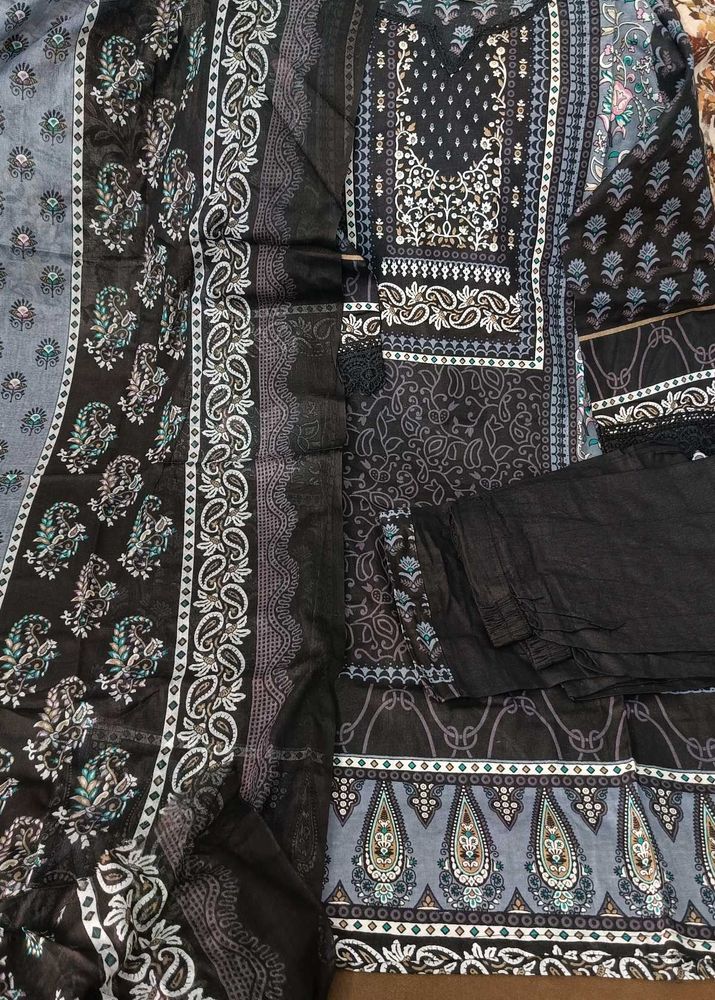Elegant Black Printed Kurta Set