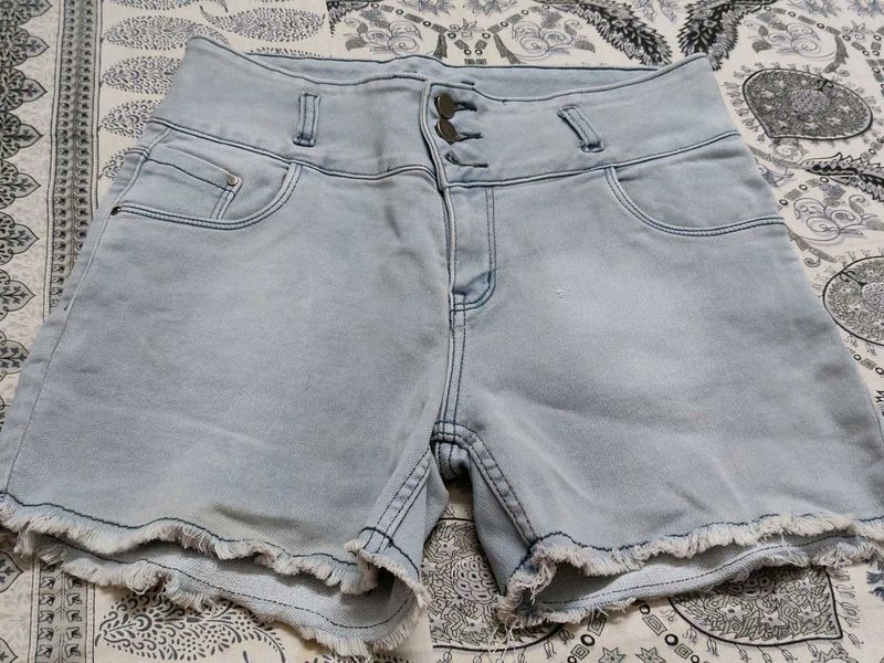 Light Wash Denim High Waisted Shorts