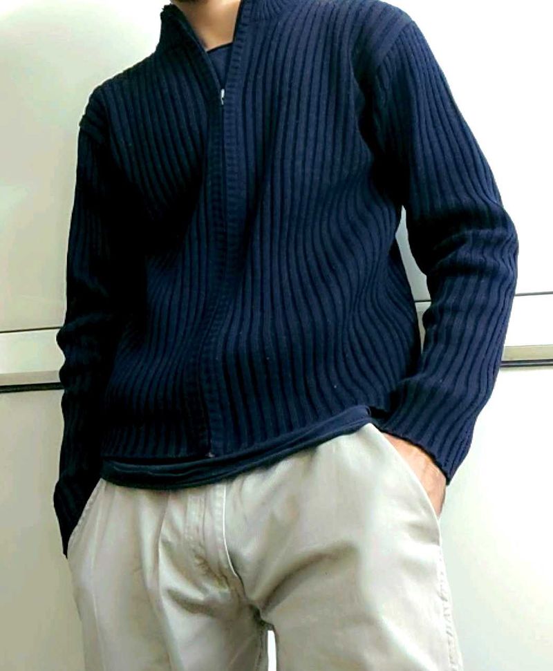 Unisex Zip Up Wool Cardigan