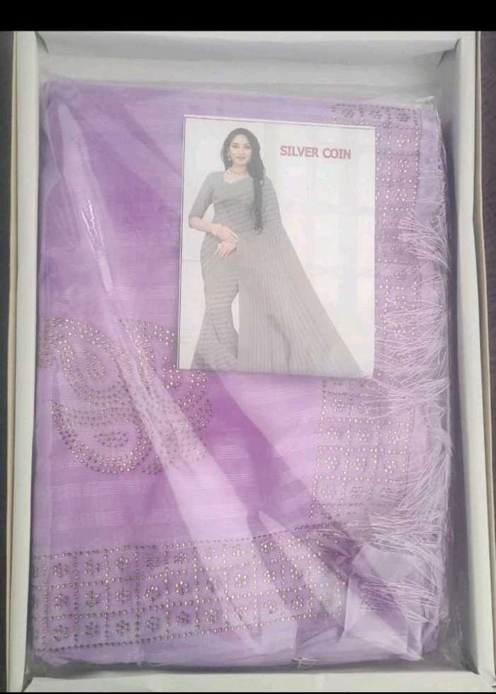 Silver Coin Lilac Embellished Saree combo of 2