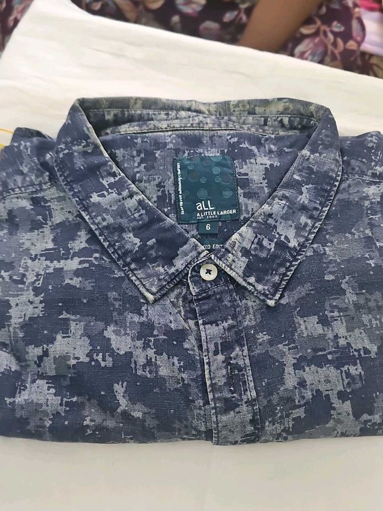 Men's Digital Print Denim Shirt