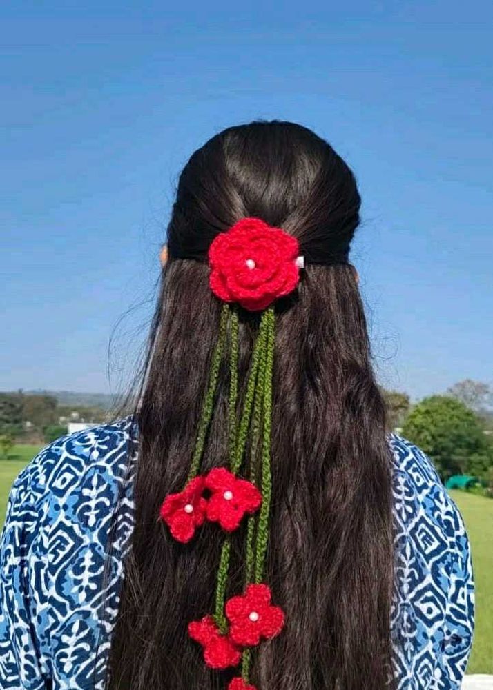 Boho Crochet Flower Hair Clip