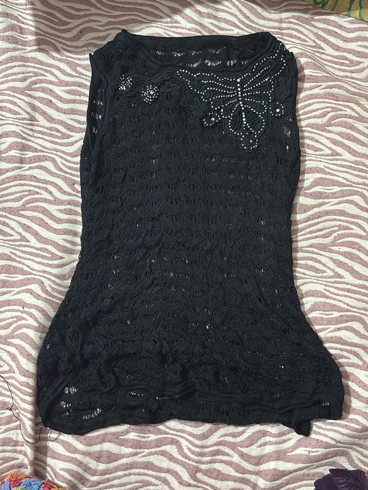 Elegant Black Embellished Top