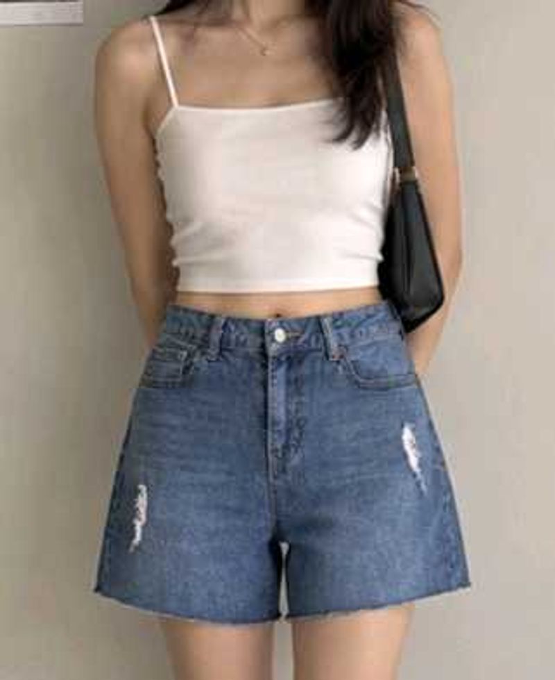Distressed Denim Shorts