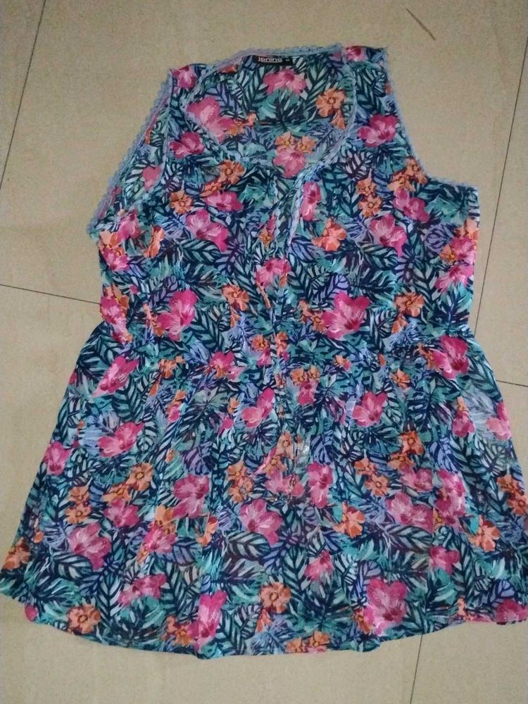 Sheer Floral Print Mini Dress