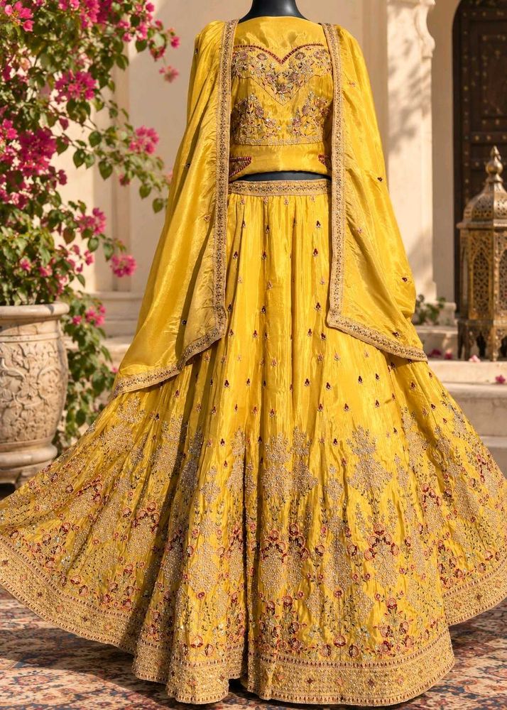Stunning Yellow Embroidered Lehenga Set