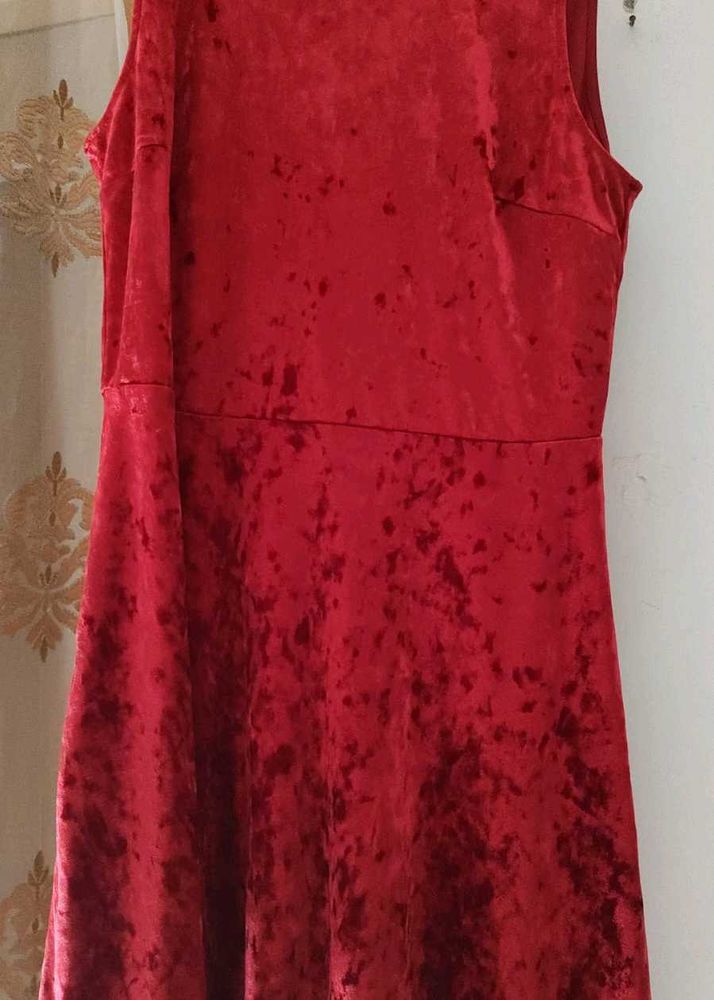 Red Velvet Sleeveless Dress