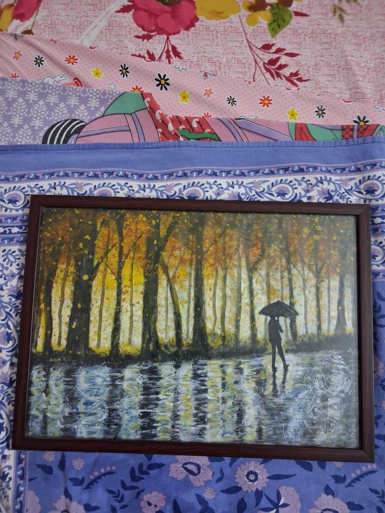 Original Hand painted Forest Rain Painting
