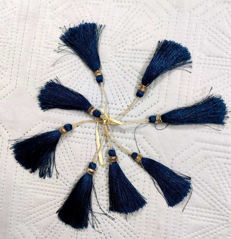 Set of 8 Navy Blue Tassels