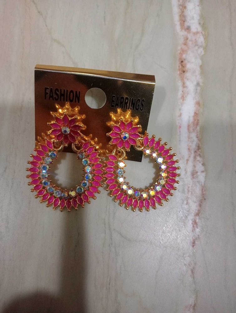 Dark Pink Earings