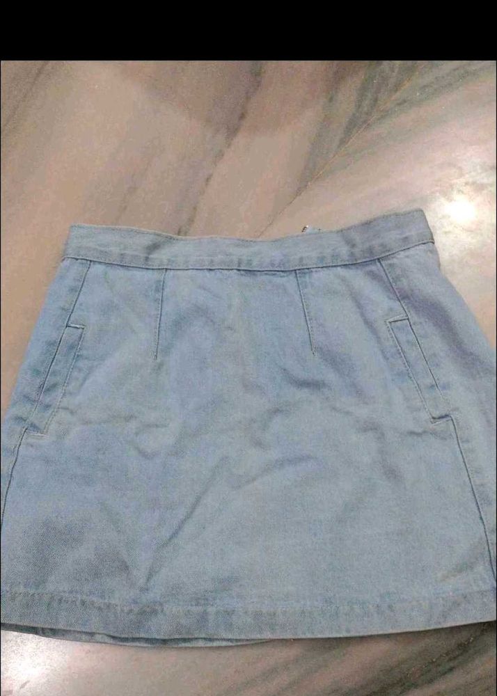 Light Wash Denim Mini Skirt