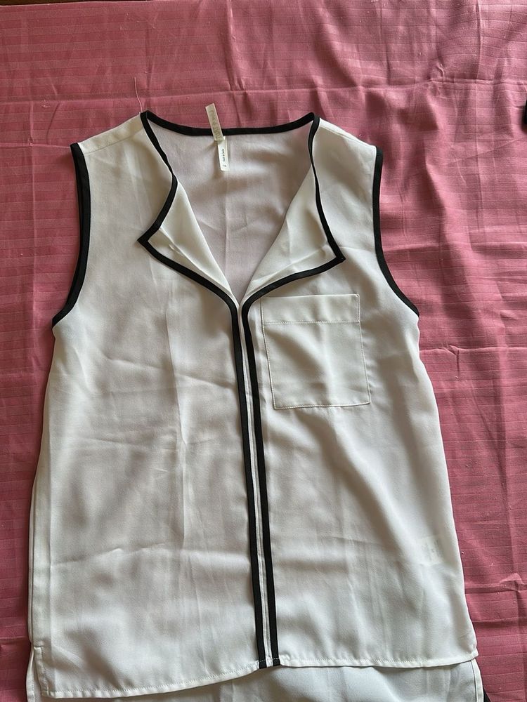 Formal White Top with Black Trim