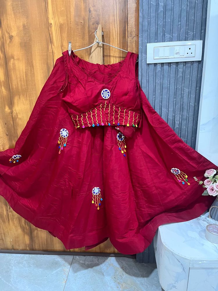 Maroon Embroidered Lehenga Choli Set without duptt
