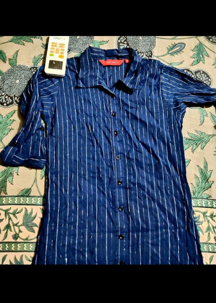 Blue Striped Collared kurta