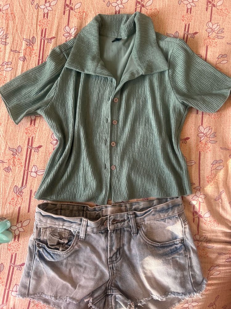 Cute Green Button-Down Shirt