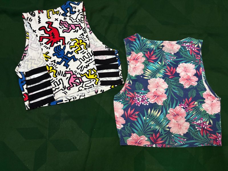 Printed Gym Wear Crop Top Set(Combo)
